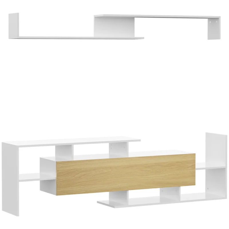 easycomfort easycomfort mobile tv con mensola a muro ripiani aperti e armadietto in legno bianco e legno naturale