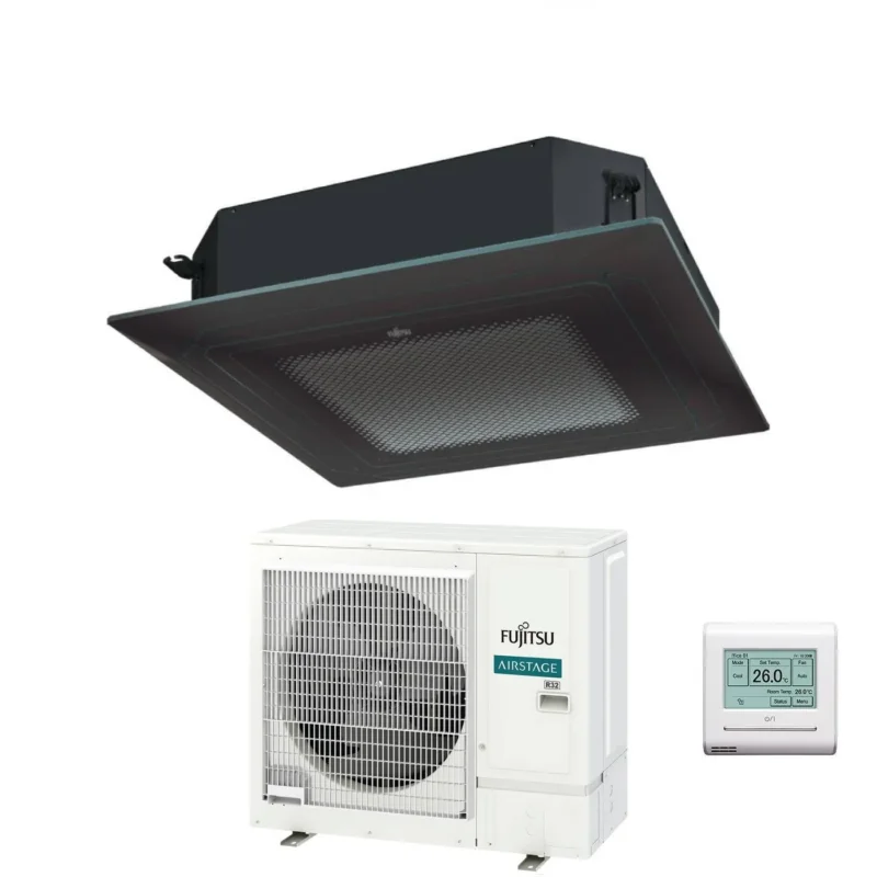 fujitsu condizionatore a cassetta fujitsu kr eco circular flow black 36000 btu auxg36krlb monofase r 32 wi fi optional con griglia e filocomando