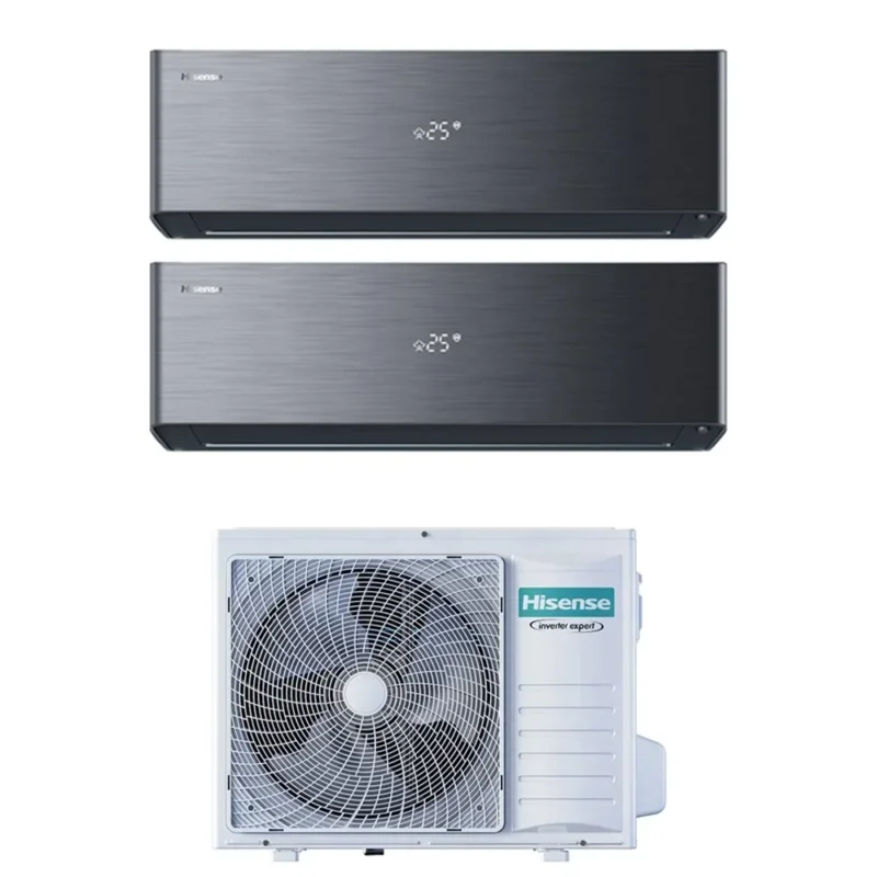 hisense condizionatore hisense dual split energy pro x black 1218 con 3amw72u4rjc r 32 wi fi integrato