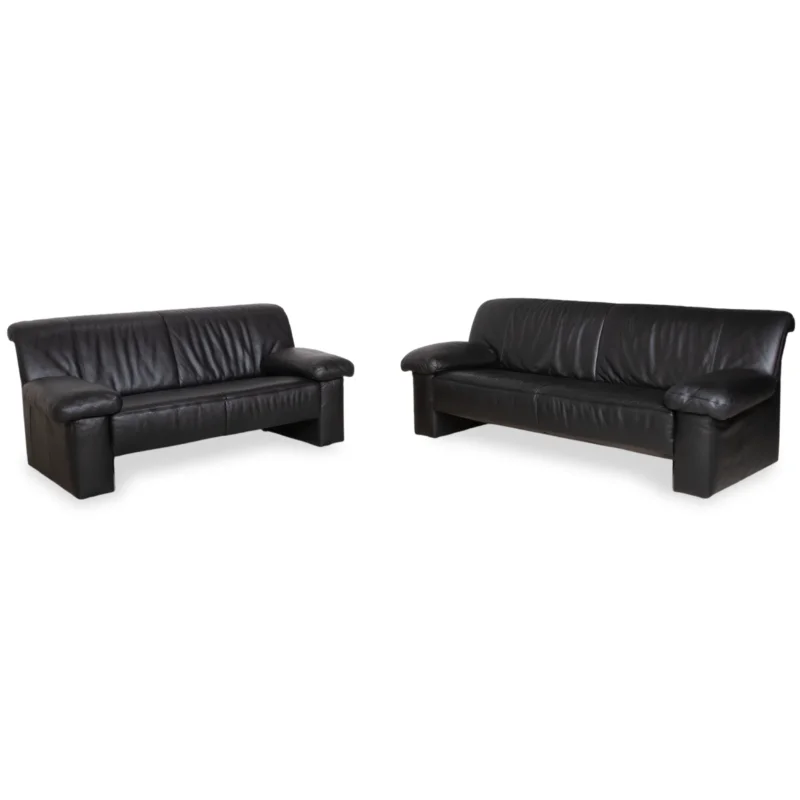 Koinor Leder Garnitur Dreisitzer Zweisitzer Schwarz Sofa Couch