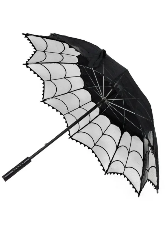 Kreepsville Spiderweb Lace Sonnenschirm Schwarz