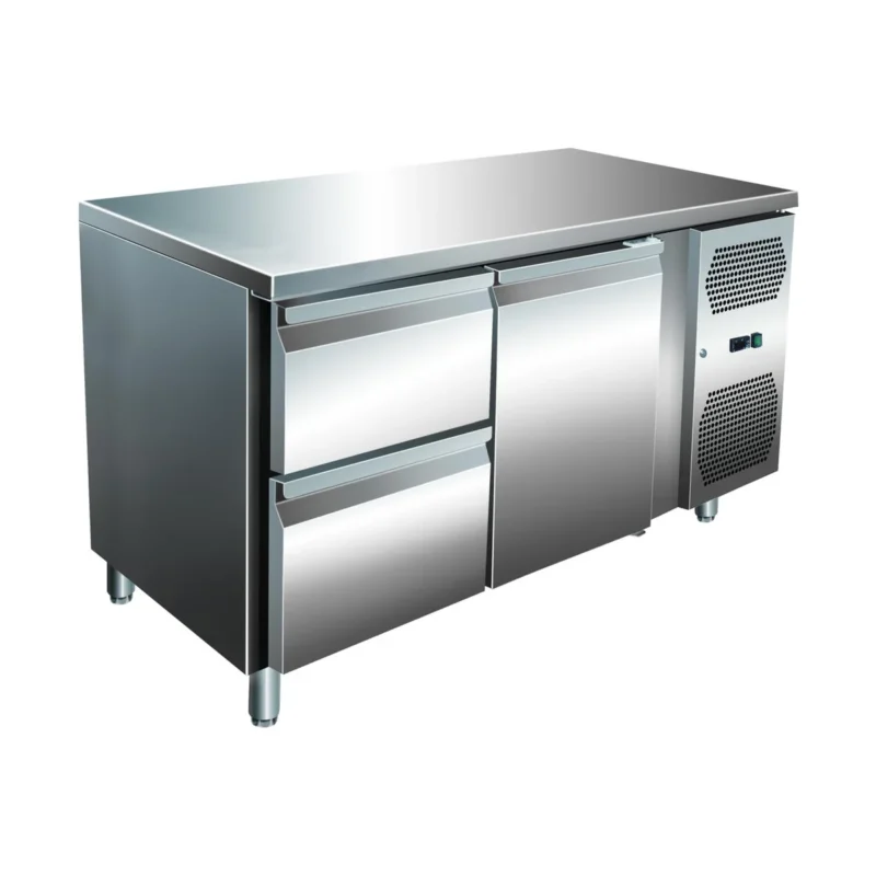 VIP Kühltisch mit 1x 2 Schubladen und 1 Tür -2 bis +8°C 1.360x700x860 mm von A & S Gastro – Kühltische für die Gastronomie