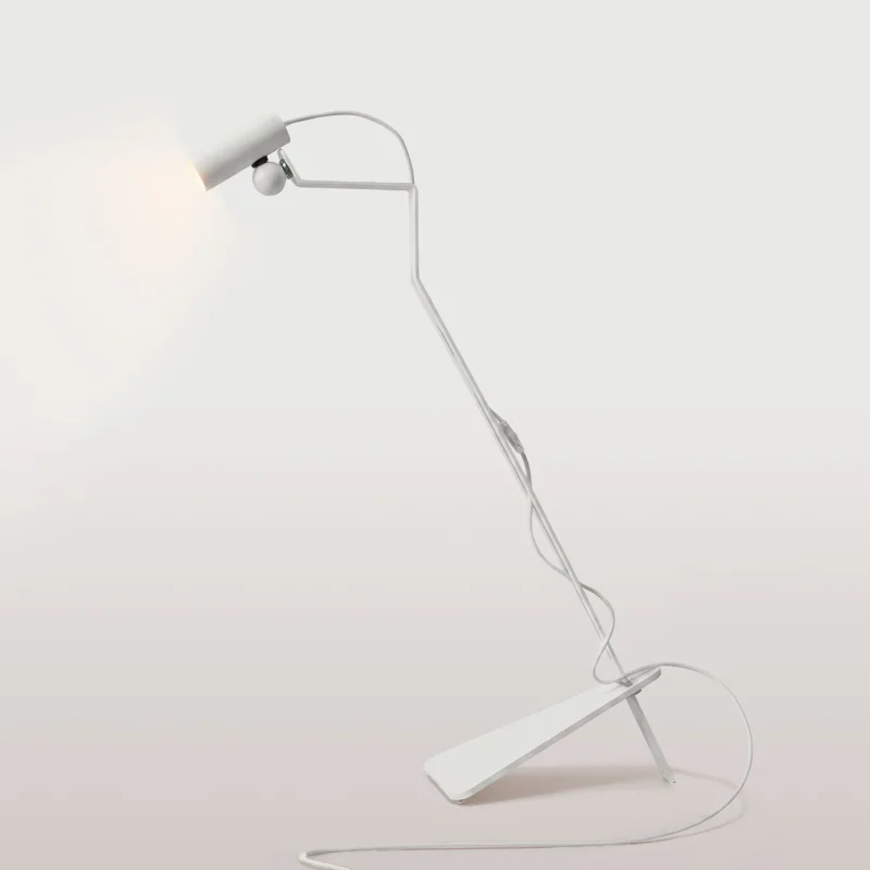 Lampada da terra inclinabile con faretto magnetico orientabile - Mario Tubo - Bianco