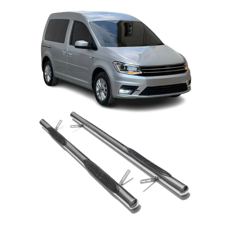 Edelstahl Trittbretter Schwellerrohre für VW Caddy 2015-2020 L1 Edelstahl Silber
