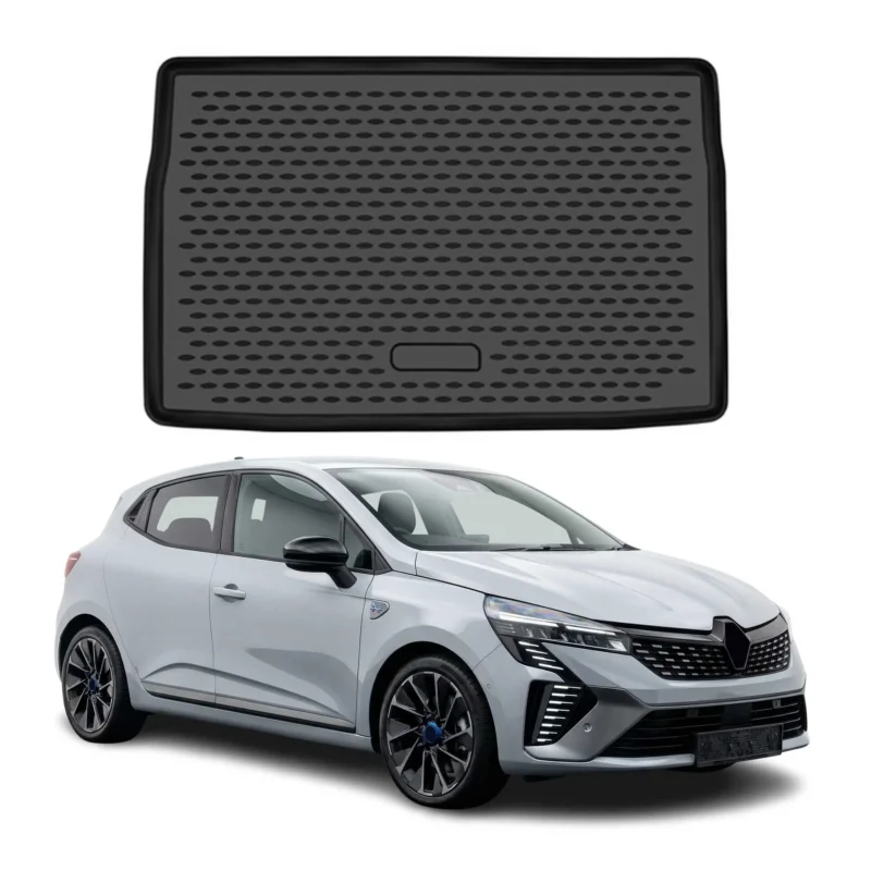 Kofferraummatte Laderaumwanne für Renault Clio V 2023-2025 Hybrid TPE Schwarz