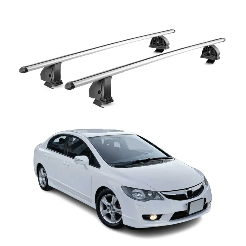 Alu Dachträger für Honda Civic VIII Schrägheck 2005-2012 TÜV T-Nut 2tlg Silber