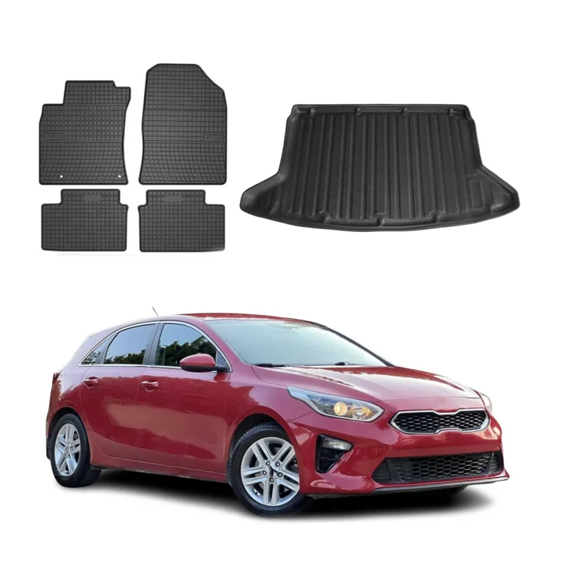 Fußmatten & Kofferraumwanne Set für Kia Ceed Schrägheck 2019-2026 Gummi 5x