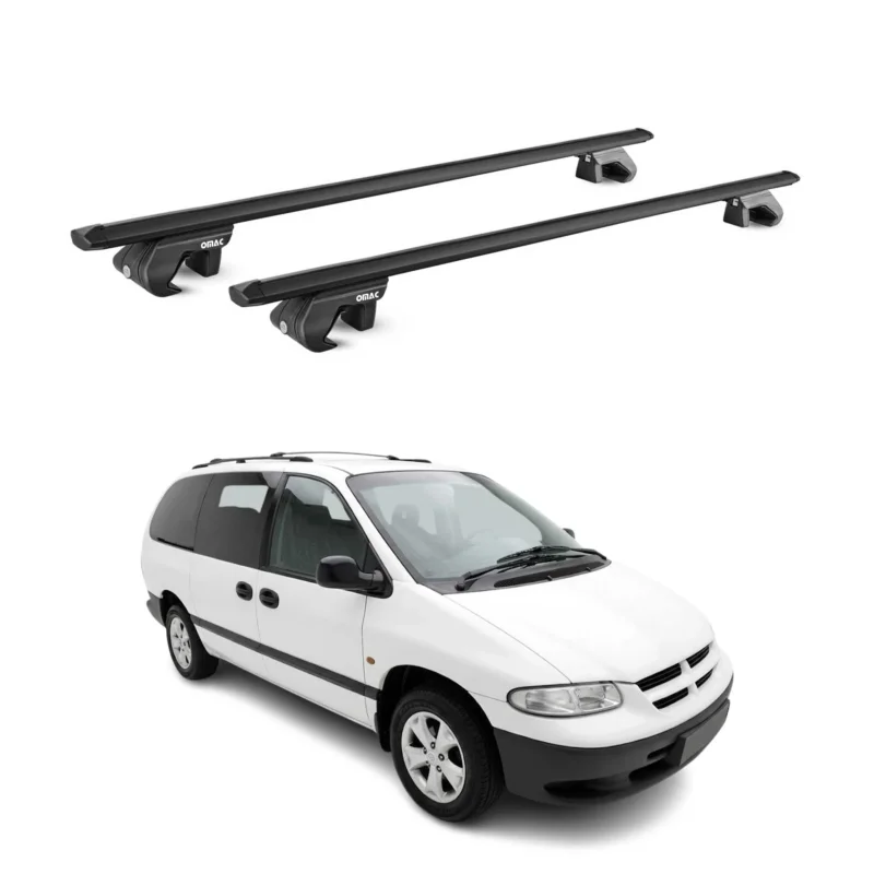 Dachträger Grundtäger für Chrysler Voyager 1996-2000 90kg Aluminium Schwarz ABE