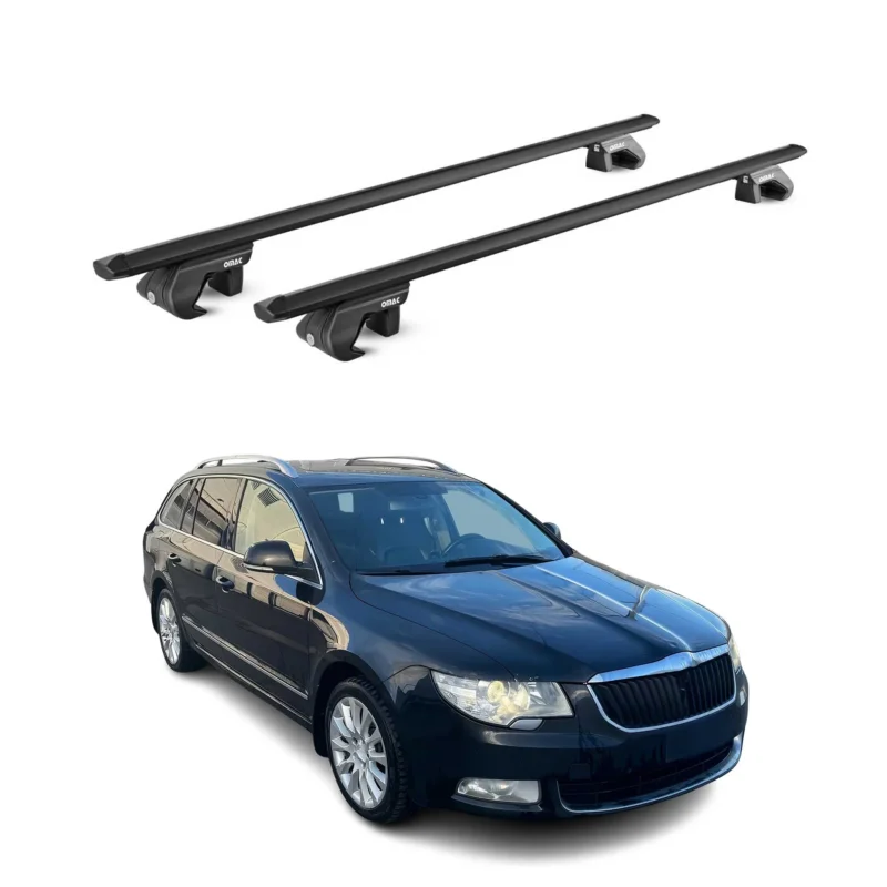 Dachträger Grundtäger für Skoda Superb Kombi 2008-2024 90kg Alu Schwarz 2x ABE