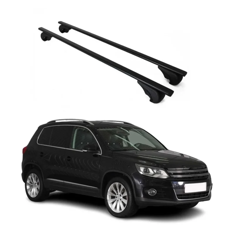 Dachträger Grundträger für VW Tiguan mk1 2007-2016 75kg Stahl Schwarz 2 tlg