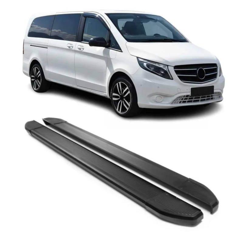Alu Trittbretter für Mercedes Vito V-Klasse W447 2014-2026 L3 Langer Schwarz