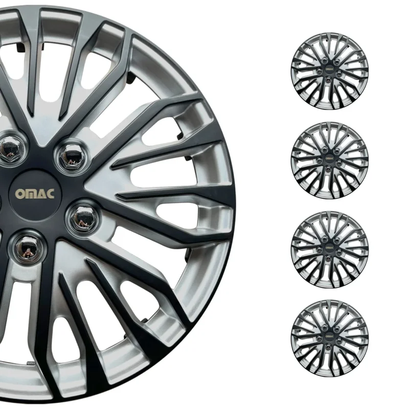 15 Zoll Radkappen Universal Radzierblenden Grau-Schwarz Matte 4 Stück Radblenden