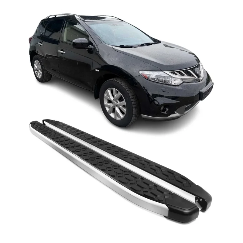 Alu Trittbretter Seitenschweller für Nissan Murano II 2009-2014 Schwarz Silber