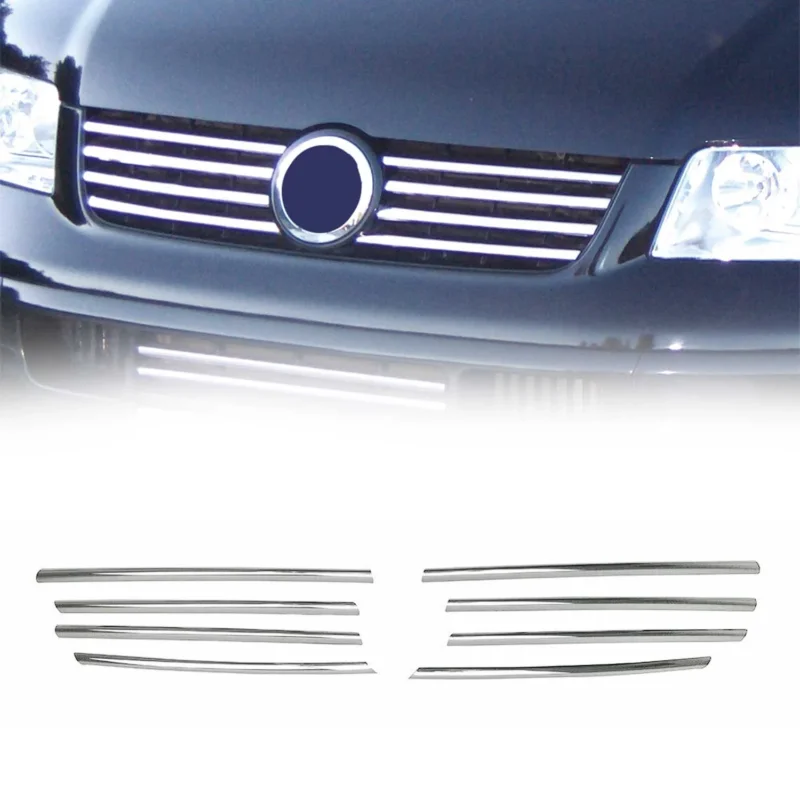 Kühlergrill Leiste Grillleisten für VW Transporter T5 2003-10 Edelstahl Chrom 8x