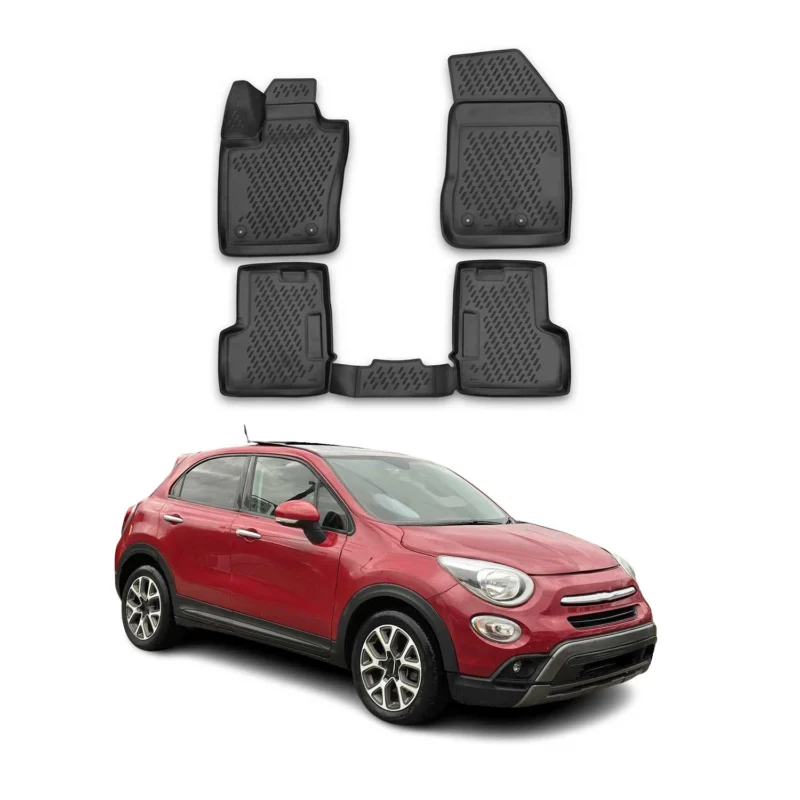 OMAC Gummimatten Fußmatten für Fiat 500X 2015-2026 TPE Automatten Schwarz 4x