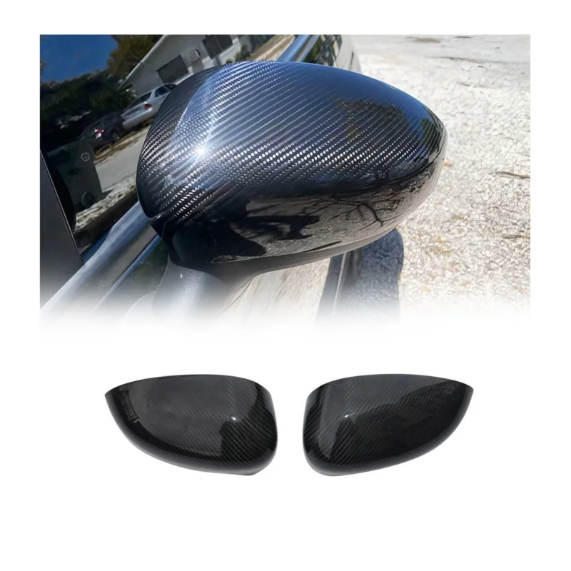 Spiegelkappen Spiegelabdeckung für Fiat 500 2007-26 Echt Carbon Schwarz 2x