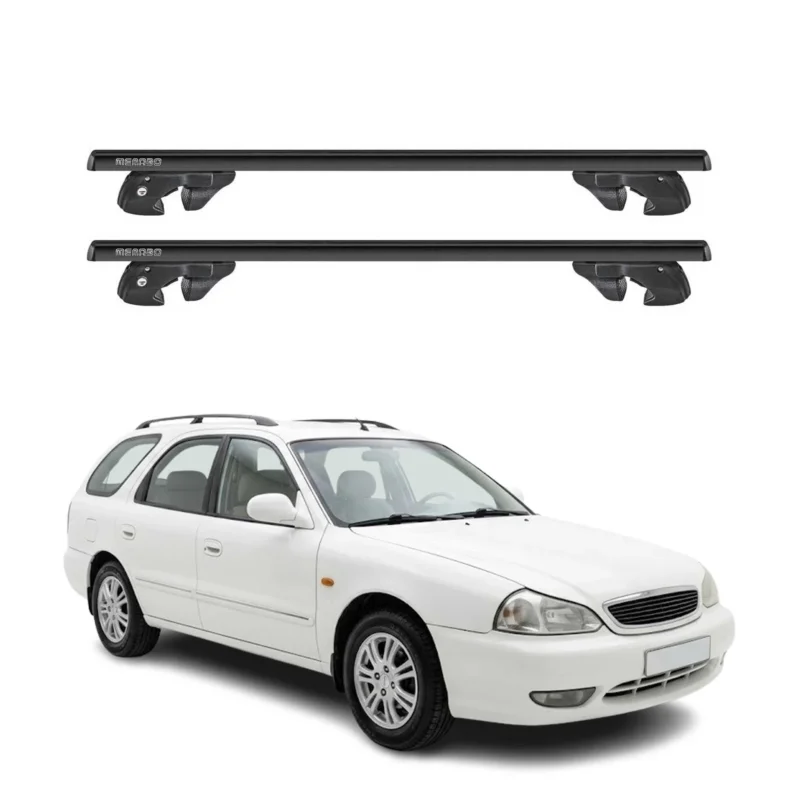Dachträger Grundtäger für Kia Clarus Kombi 1998-2001 Alu 90kg TÜV Schwarz 2tlg