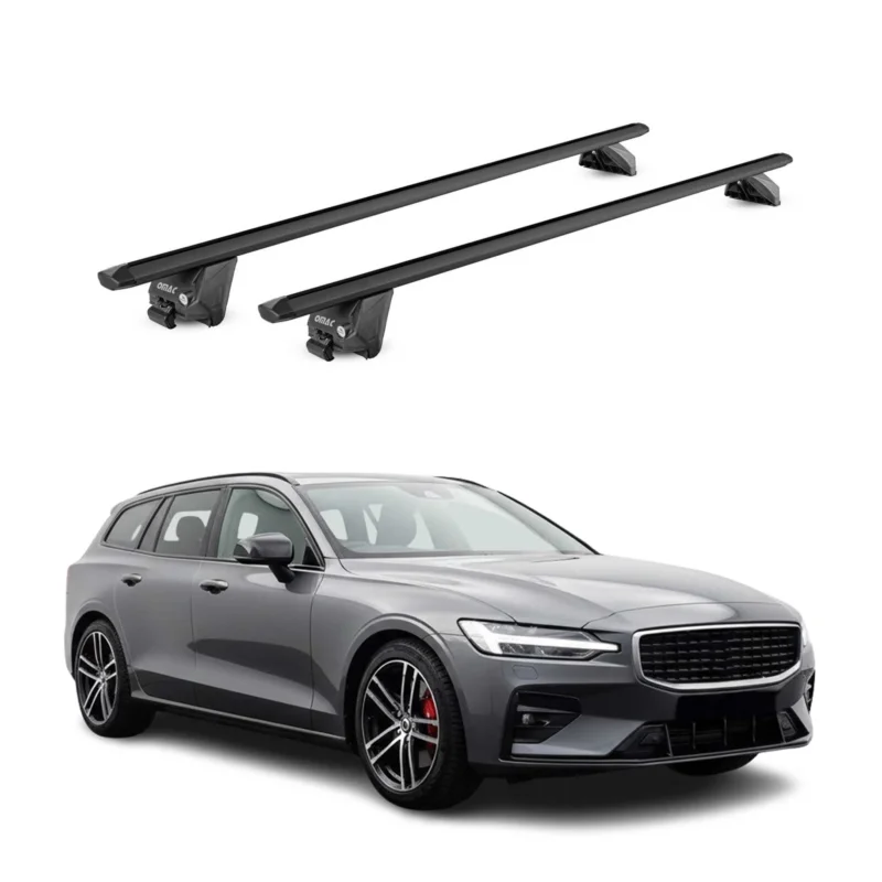 Dachträger Grundtäger für Volvo V60 II 2019-26 100kg Aluminium Schwarz 2 tlg ABE
