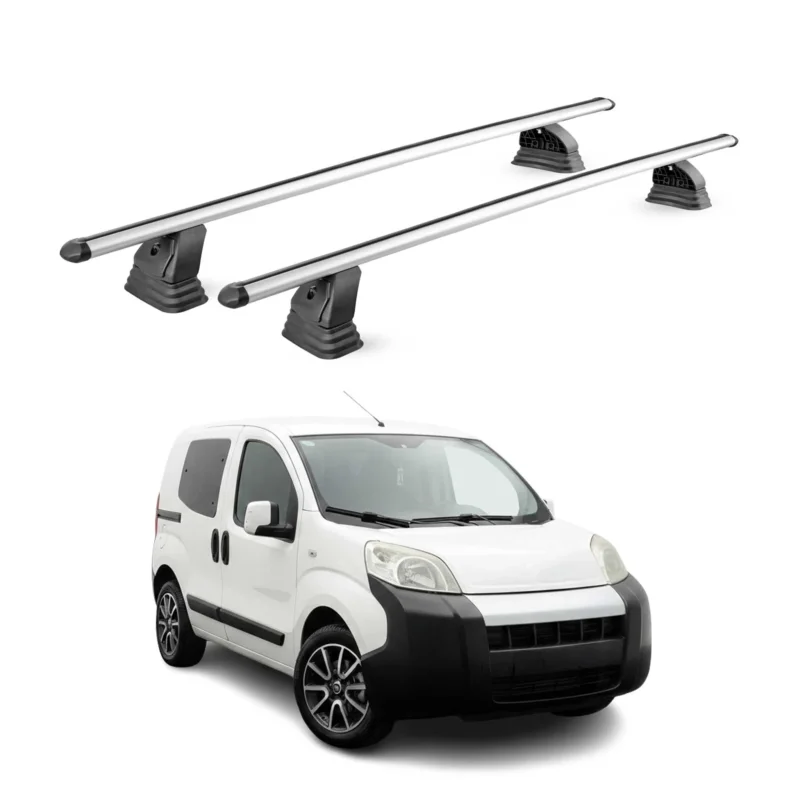 Alu Dachträger für Fiat Fiorino 2007-2024 TÜV T-Nut Abschließbar 2tlg Silber