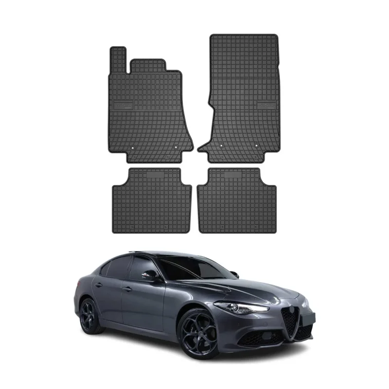 OMAC Gummi Fußmatten für Alfa Romeo Giulia (952) Limousine 2015-2026 Schwarz 4x