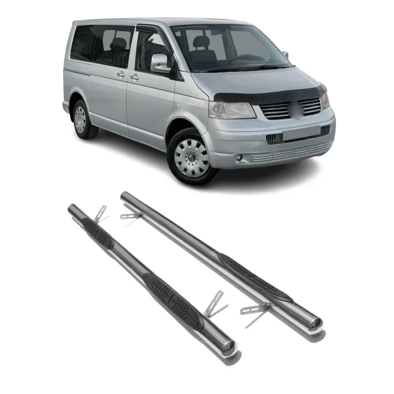 Stahl Trittbretter Schwellerrohre für VW T5 T6 Caravelle Multivan 2003-24 Kurzer