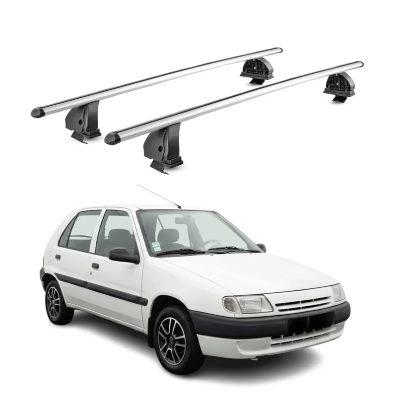 Alu Dachträger für Citroen Saxo 1996-2003 TÜV T-Nut Abschließbar 2tlg Silber
