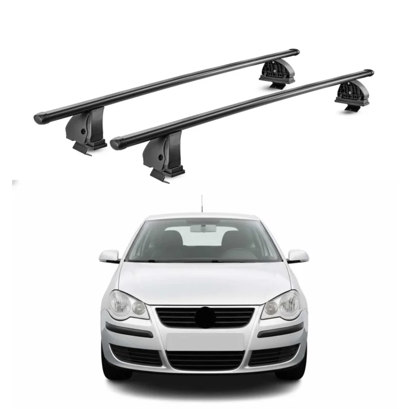 Stahl Dachträger für VW Polo mk4 2001-2009 3/5 Tür TÜV Abschließbar 2tlg Schwarz