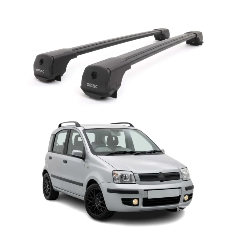Dachträger Grundträger für Fiat Panda II 2003-2012 Aluminium 75kg Schwarz 2tlg