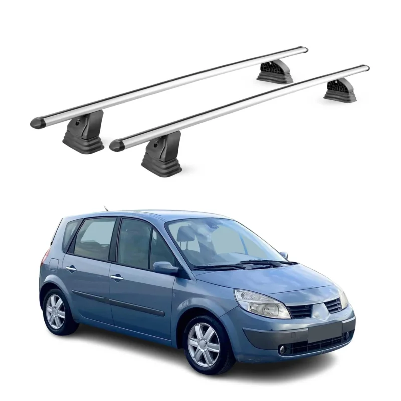 Alu Dachträger für Renault Scenic II 2003-2009 TÜV T-Nut 75 kg 2tlg Silber