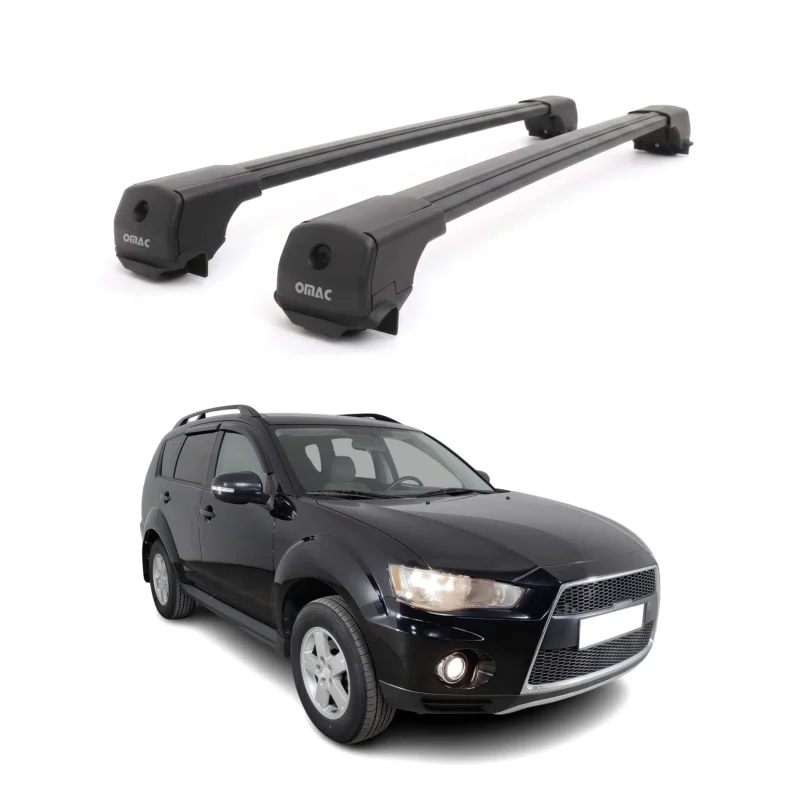 Dachträger für Mitsubishi Outlander II 2006-2012 Aluminium 75kg Schwarz 2tlg