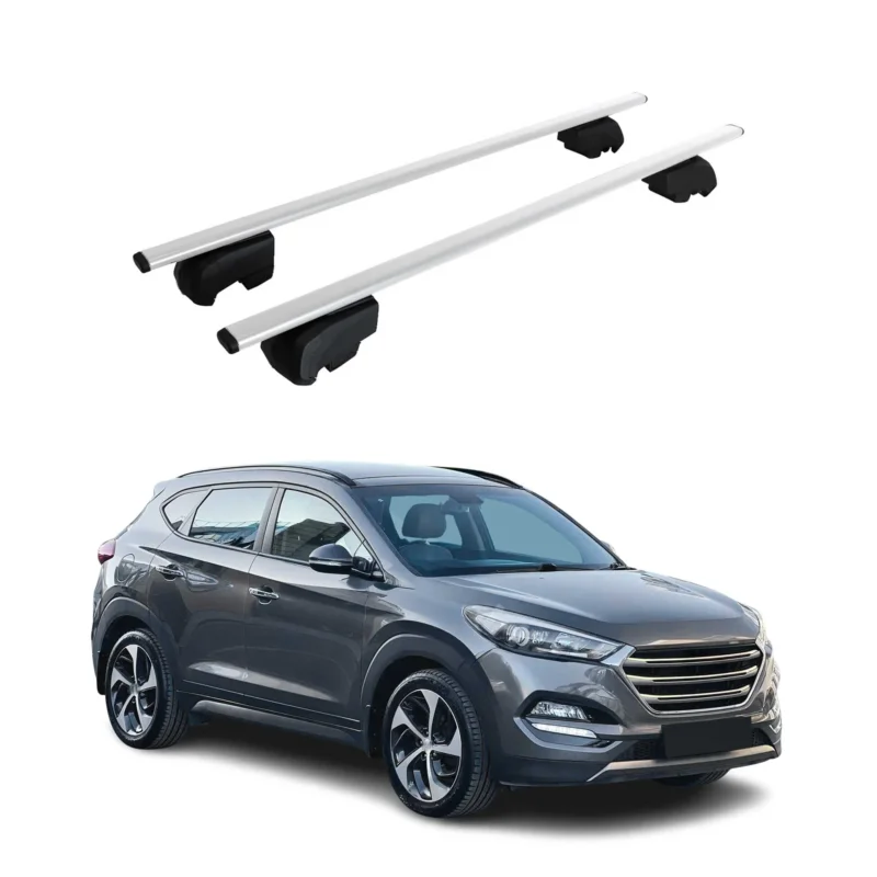 Dachträger Grundträger für Hyundai Tucson mk3 2015-2020 75kg Stahl Silber 2 tlg