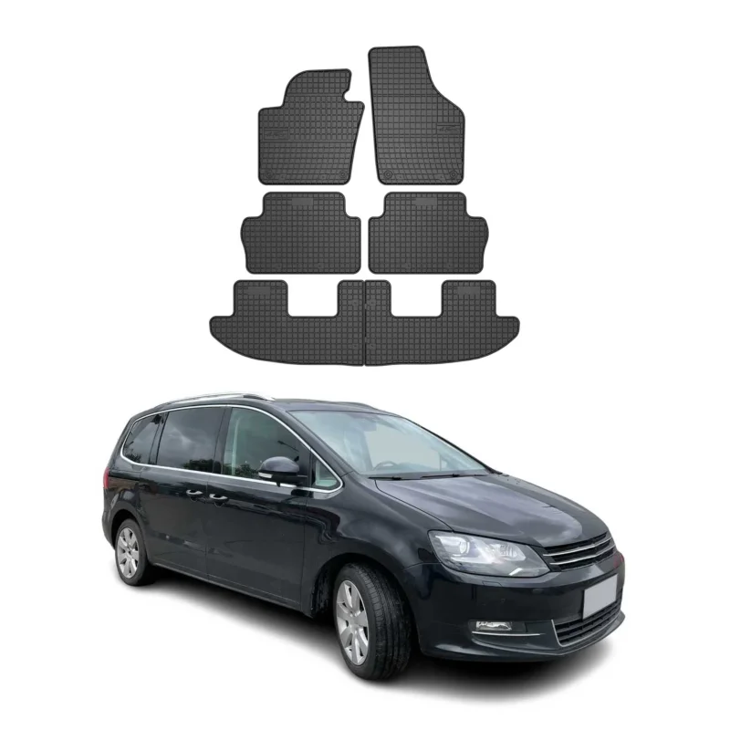 OMAC Gummi Fußmatten für VW Sharan 2010-2023 Automatten Gummi Schwarz 6tlg