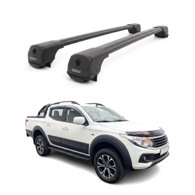Dachträger Grundträger für Fiat Fullback 2016-2019 Aluminium 75kg Schwarz 2tlg