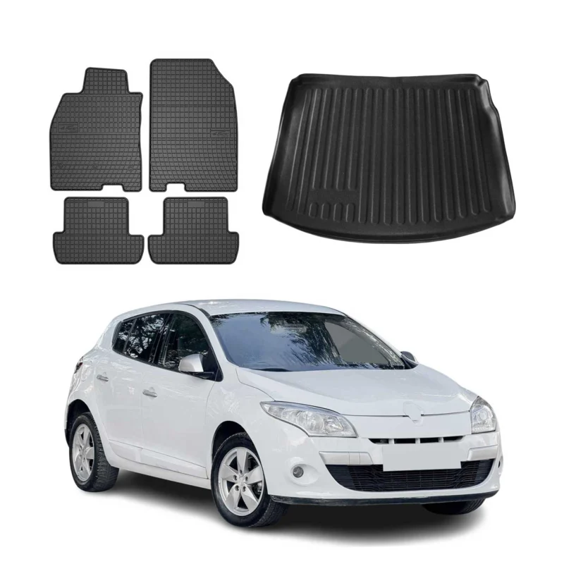 Fußmatten & Kofferraumwanne Set für Renault Megane Grandtour 2009-2016 Gummi 5x