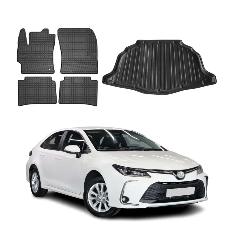 Fußmatten & Kofferraumwanne Set für Toyota Corolla Hybrid Schrägheck 2019-26 5x