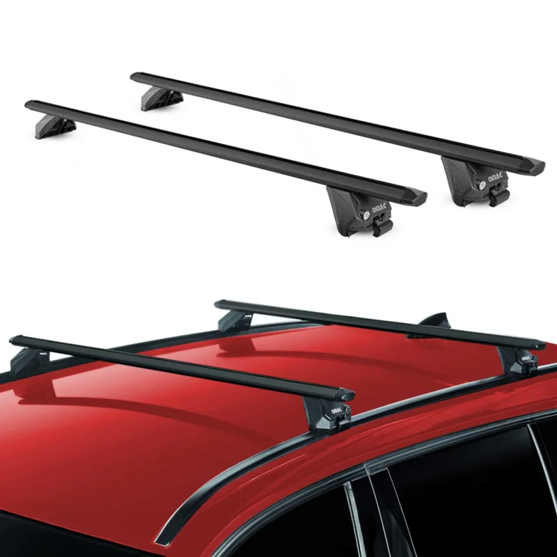 Alu Dachträger Gepäckträger Universal Bündige Schienen Schwarz ABE 120 cm