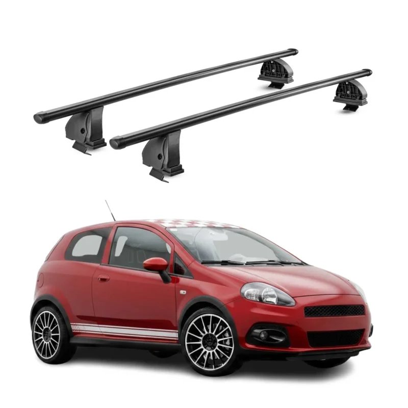 Stahl Dachträger für Abarth Punto 2005-2014 TÜV Abschließbar 75 kg 2tlg Schwarz