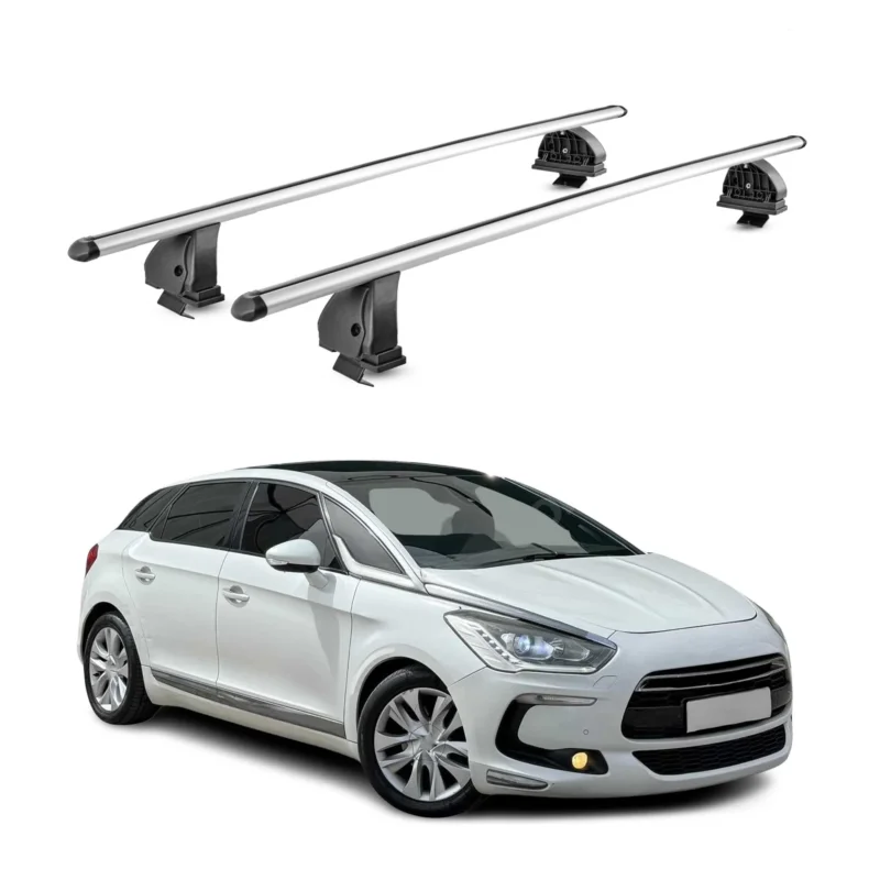 Alu Dachträger für DS 5 2012-2018 TÜV Abschließbar T-Nut 75 kg 2tlg Silber