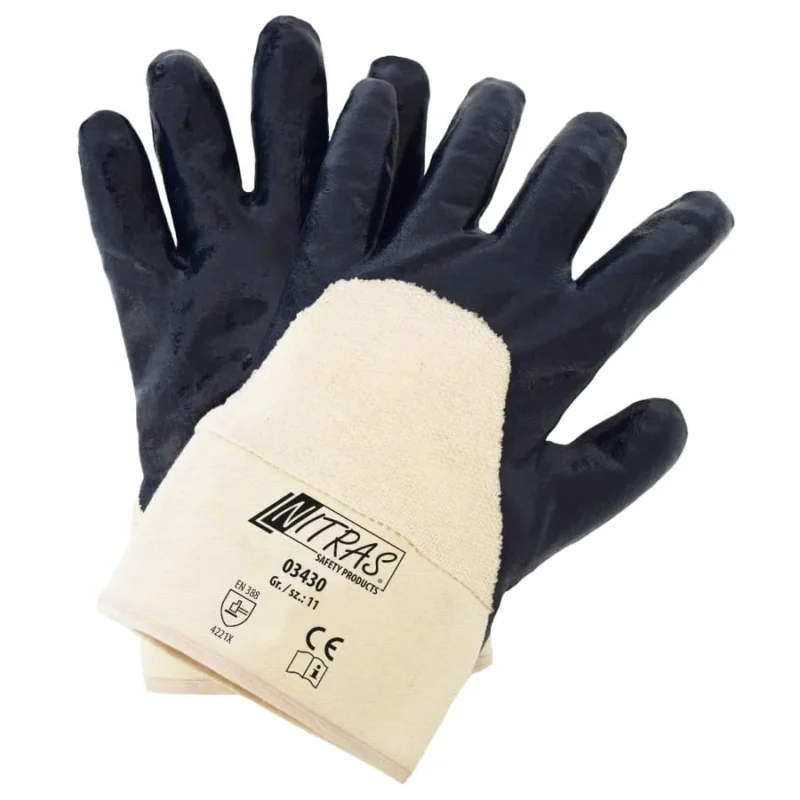 NITRAS Nitrilhandschuhe, mit Segeltuchstulpe Größe 8 – 1 Paar