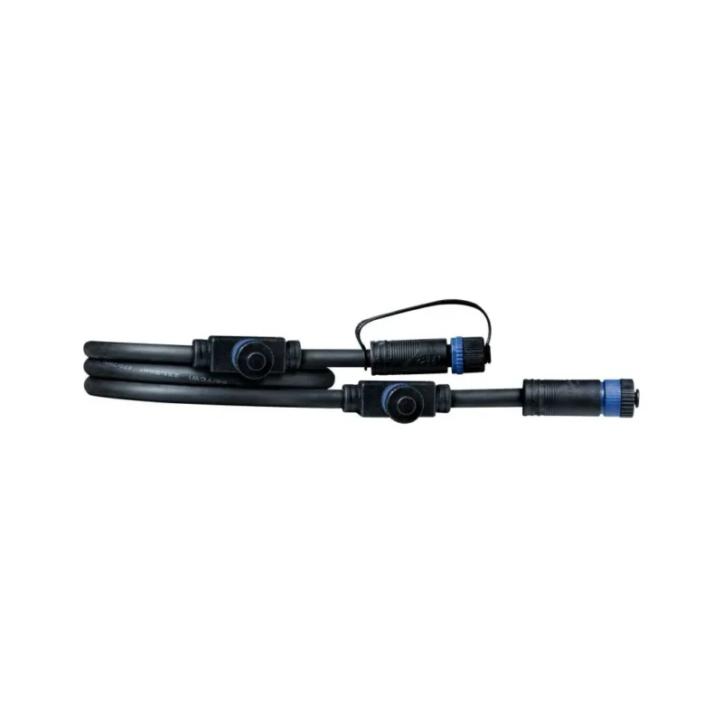 Plug & Shine Kabel IP68 1m Schwarz mit drei Anschlussbuchsen
