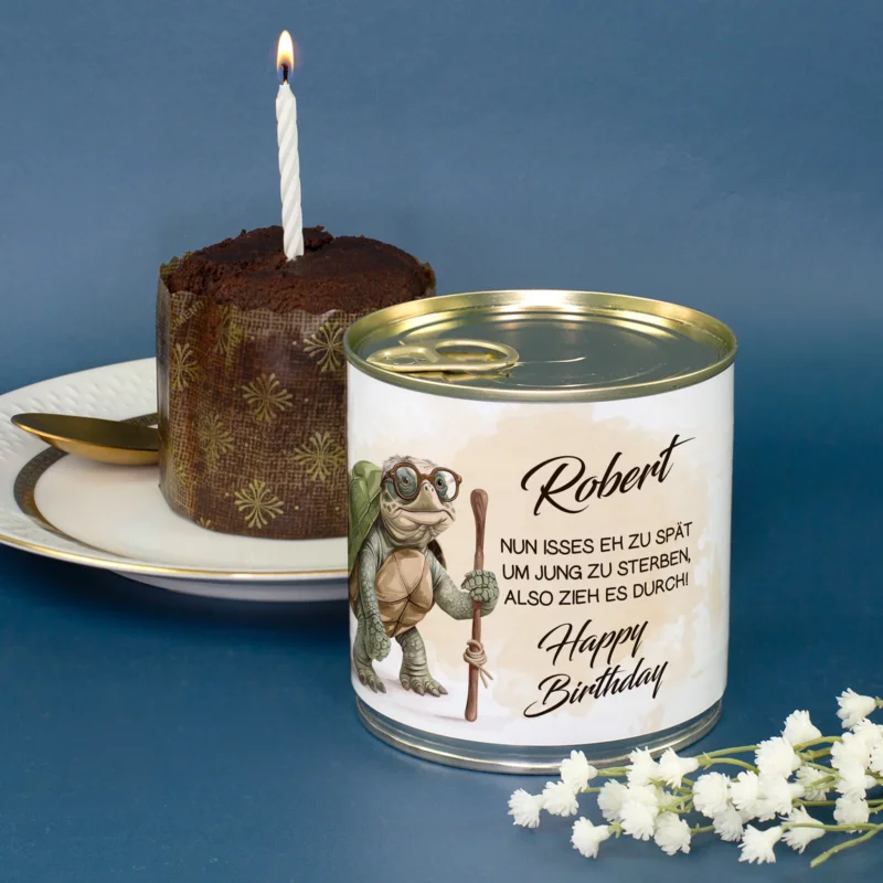Schoko Brownie Kuchen in Bäckerqualität zum Geburtstag 'Zu alt zum Sterben' mit Name personalisiert