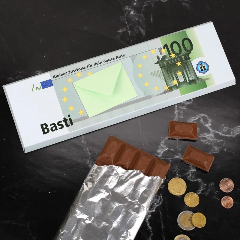 XL- Euro Schokolade mit Geldumschlag und persönlichem Text