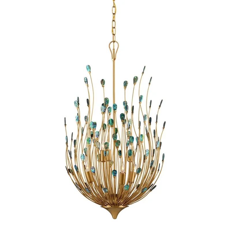 Currey & Company – Delphos Kronleuchter 6-flammig Gold/Natur