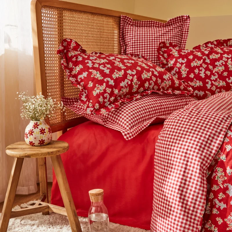 Karaca Home Carlo 100% Baumwolle Einzel Bettbezug Set Rot