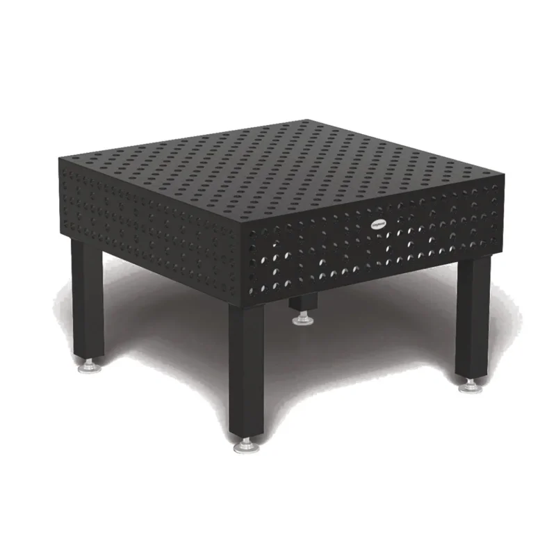 Produktansicht von Siegmund Schweißtisch 1200 x 1200 x 300 mm Professional Extreme 8.8 PLUS System 28 Plasmanitriert, Diagonalraster höhenverstellbar 550-750 mm mit Lenkrolle und Feststellbremse