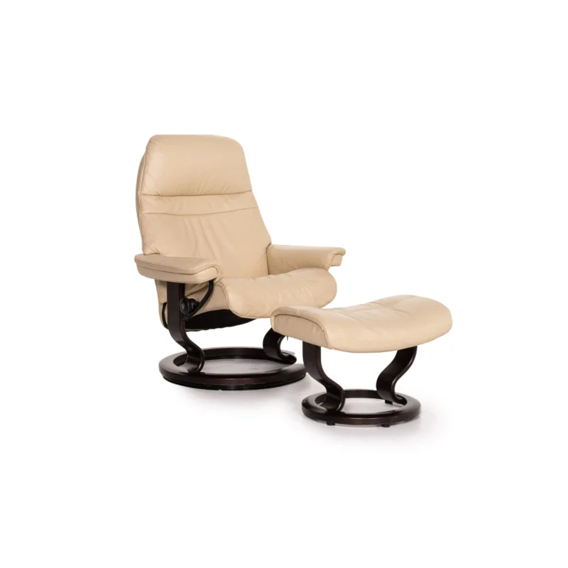 Stressless Sunrise Leder Sessel inkl. Hocker Creme Relaxfunktion Funktion Relaxsessel #15527