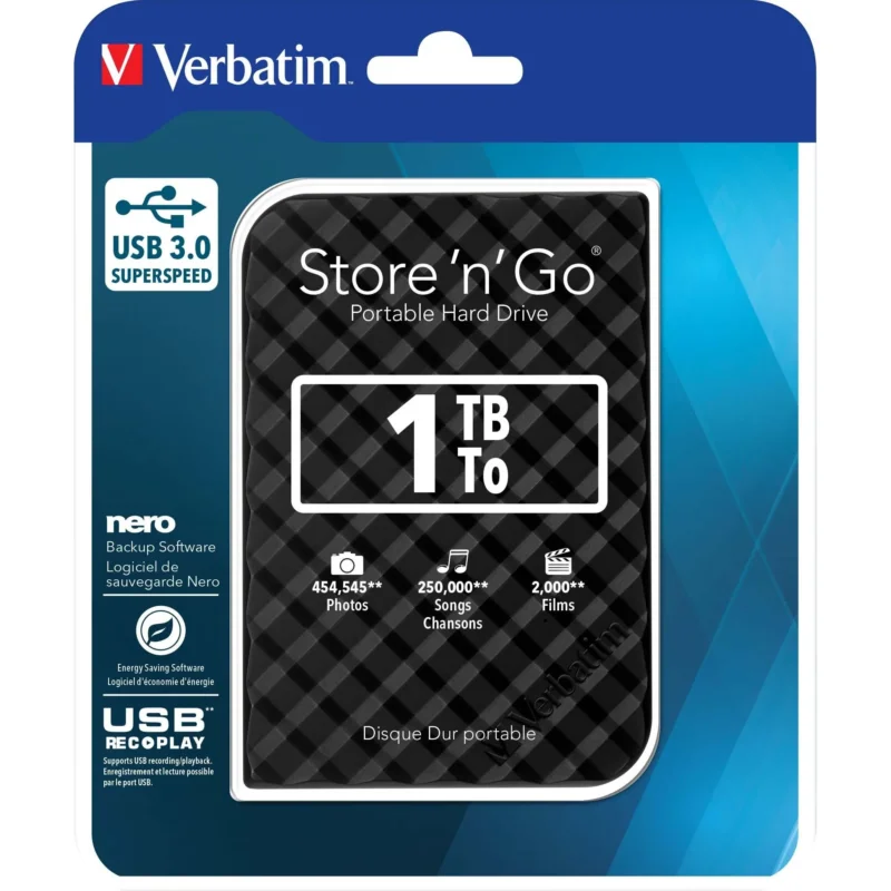 Verbatim - Speichermedium digital Festplatte 1TB USB3.0 53194 Extern,6,35cm(2,5Z)