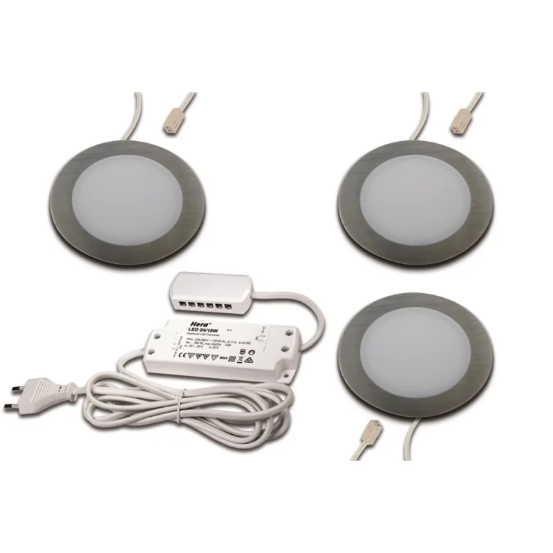 Hera - Downlight/Strahler/Flutlicht LED Einbauleuchte 3er - Set 3er Set #61060430002 ww, edelstahloptik