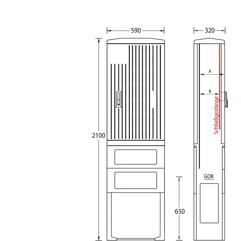 uesa - Gehäuse/Schaltschrank (leer) Säule A070-2100 2100x590x320mm