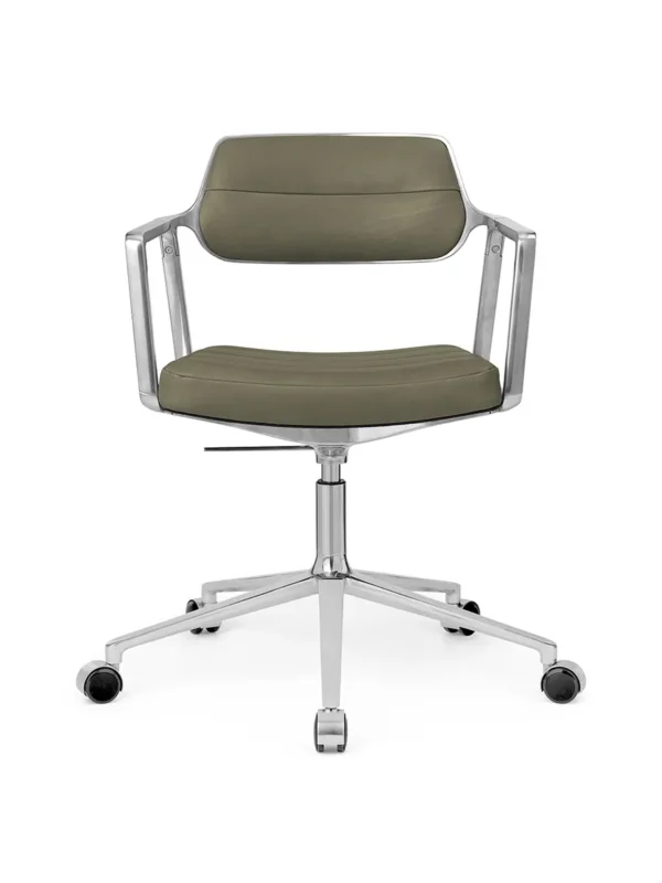 VIPP453 Swivel+ Stuhl m/Rollen, bosco grün Leder von Vipp